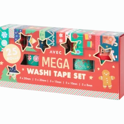 Avec washitape-set met kerstprint < Action New