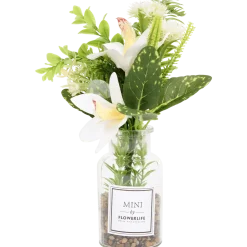 Kunstbloemen in glazen fles < Action Clearance