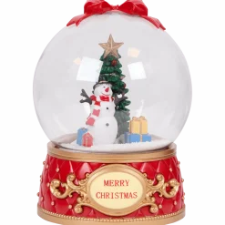 sneeuwbol met kerstfiguur, licht en muziek < Magic Village Sale