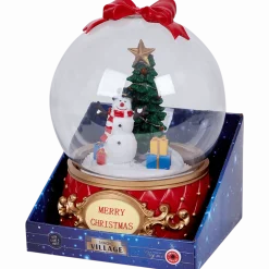 sneeuwbol met kerstfiguur, licht en muziek < Magic Village Sale