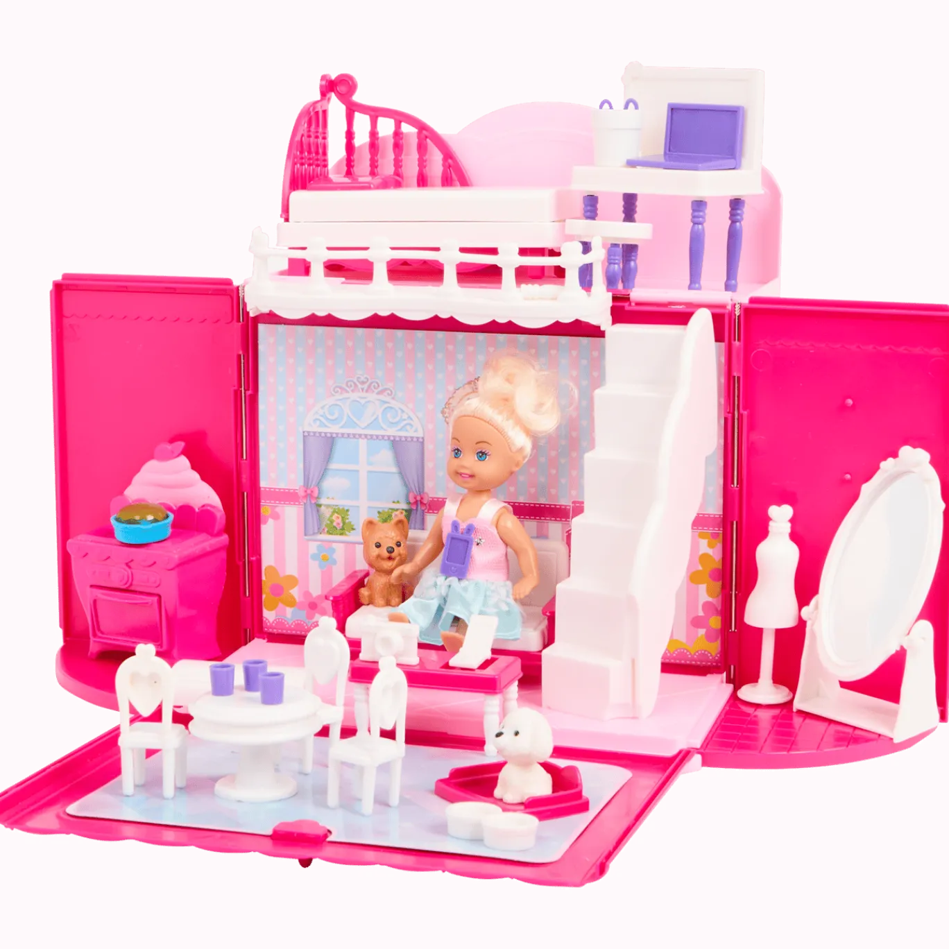 Pop met opvouwbaar poppenhuis < Action Hot
