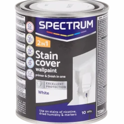 2-in-1 muurverf vlekdekking wit < Spectrum Outlet